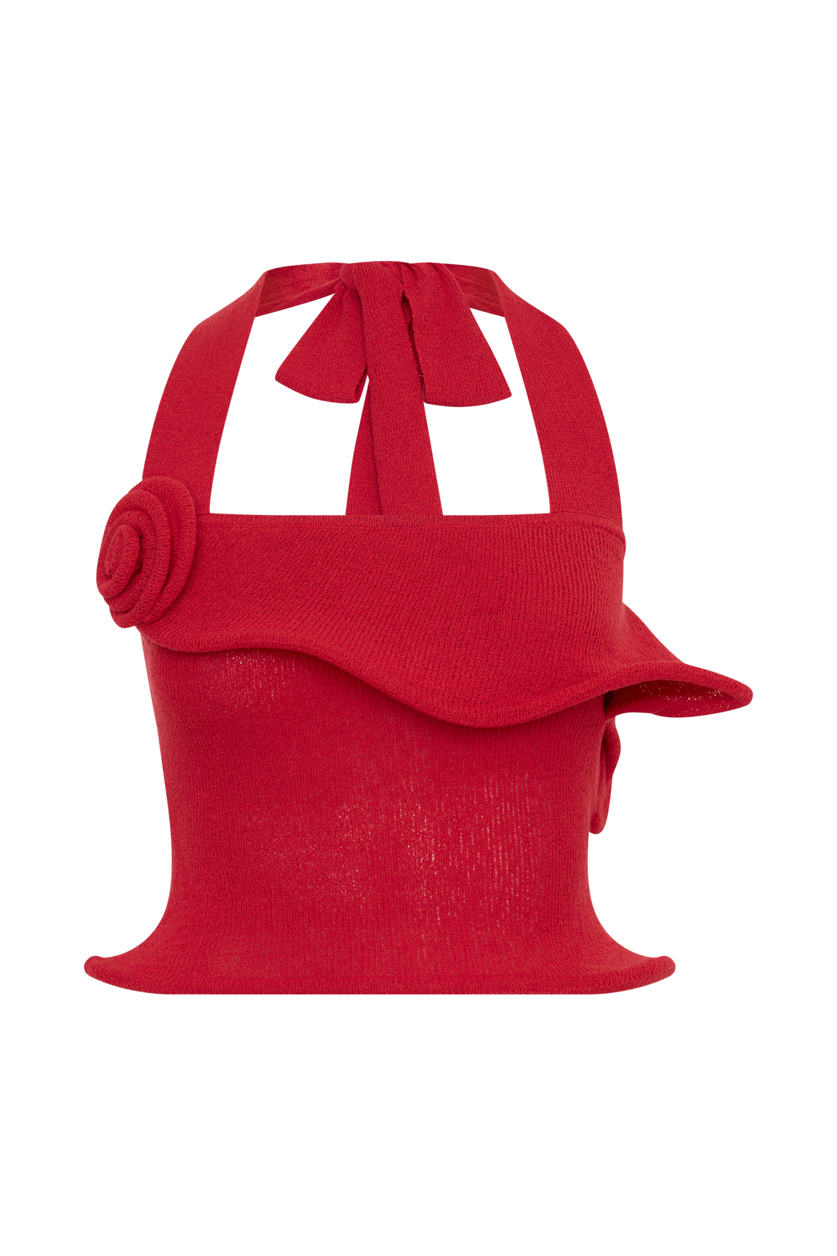 Samira Halter Knit Twist Top - Red