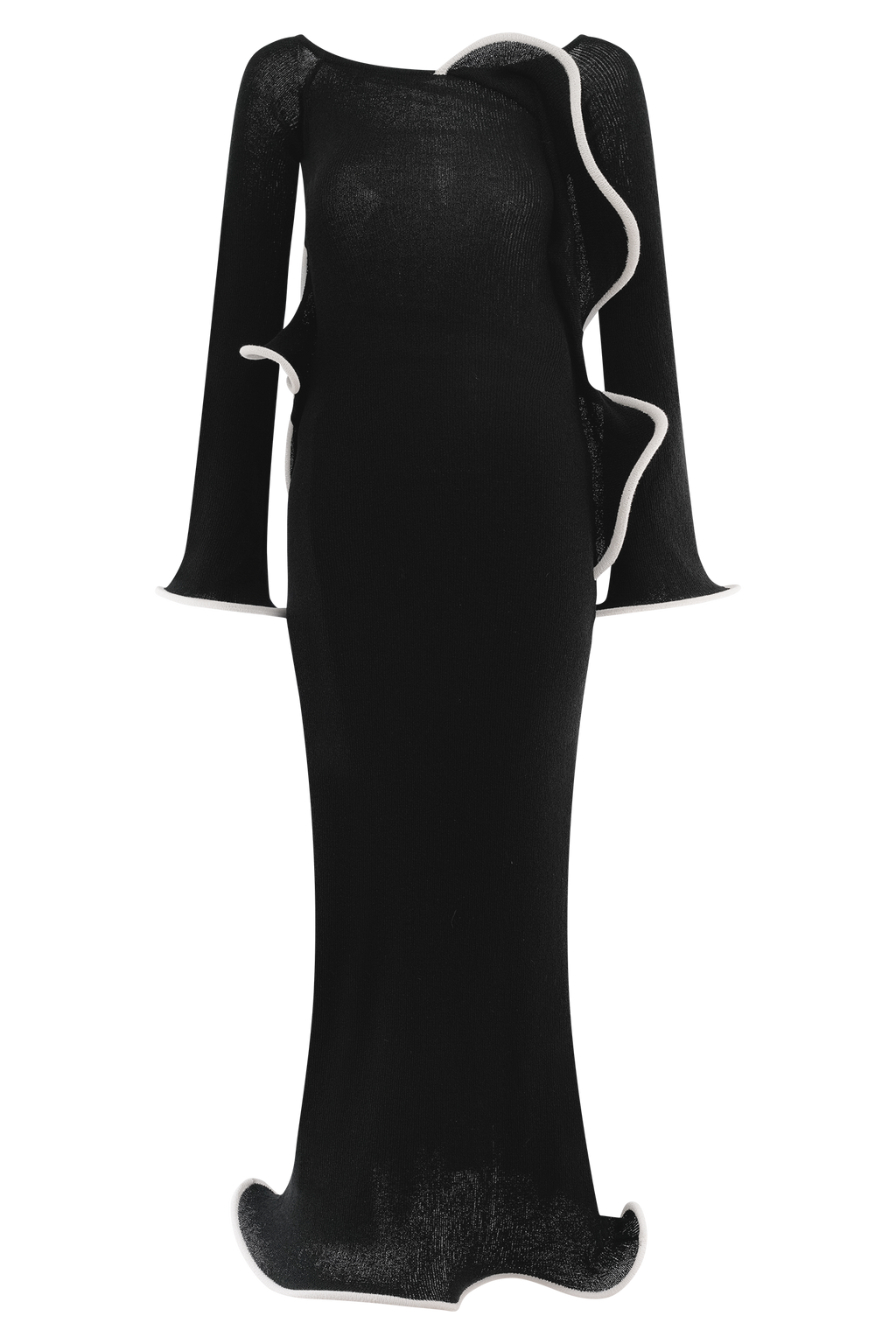 Sandrine Off Shoulder Knit Maxi Dress - Black/White