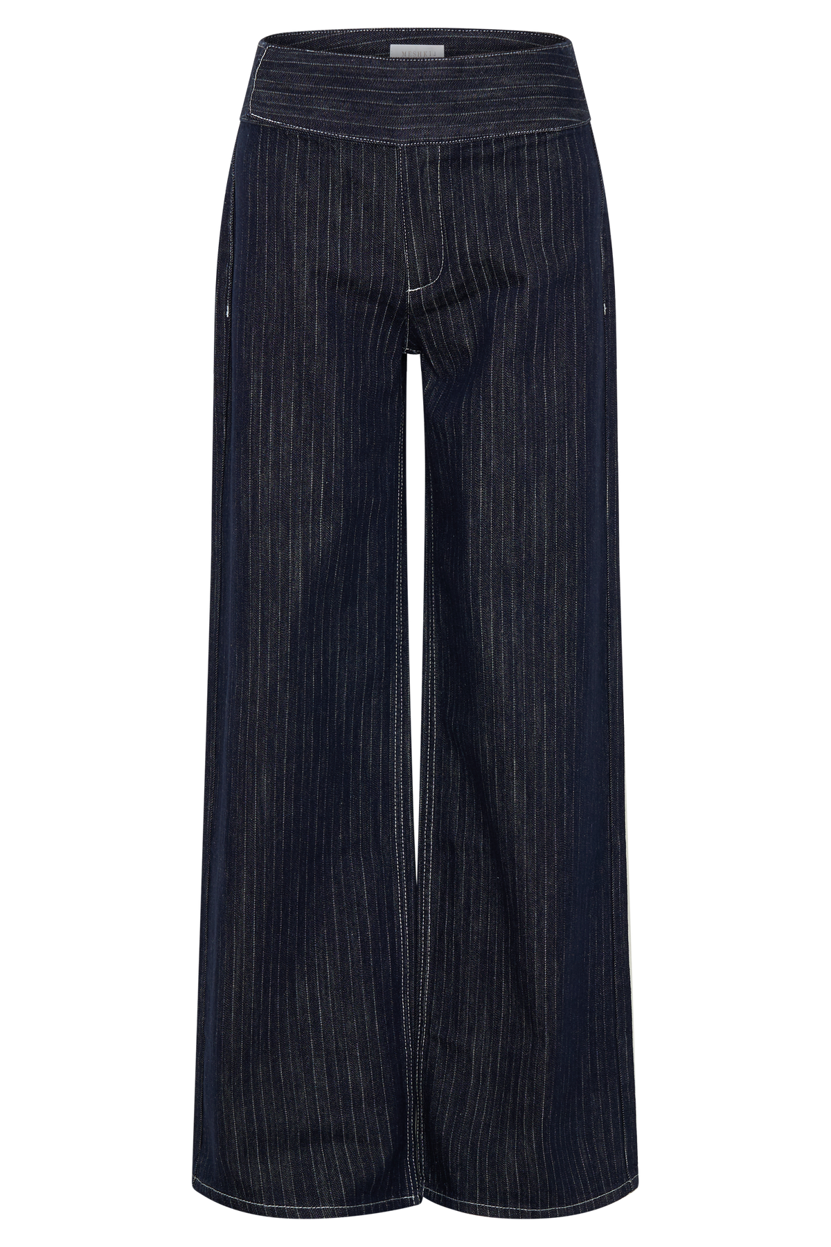Sienna Flare Mid Rise Denim Jeans - Indigo Pinstripe