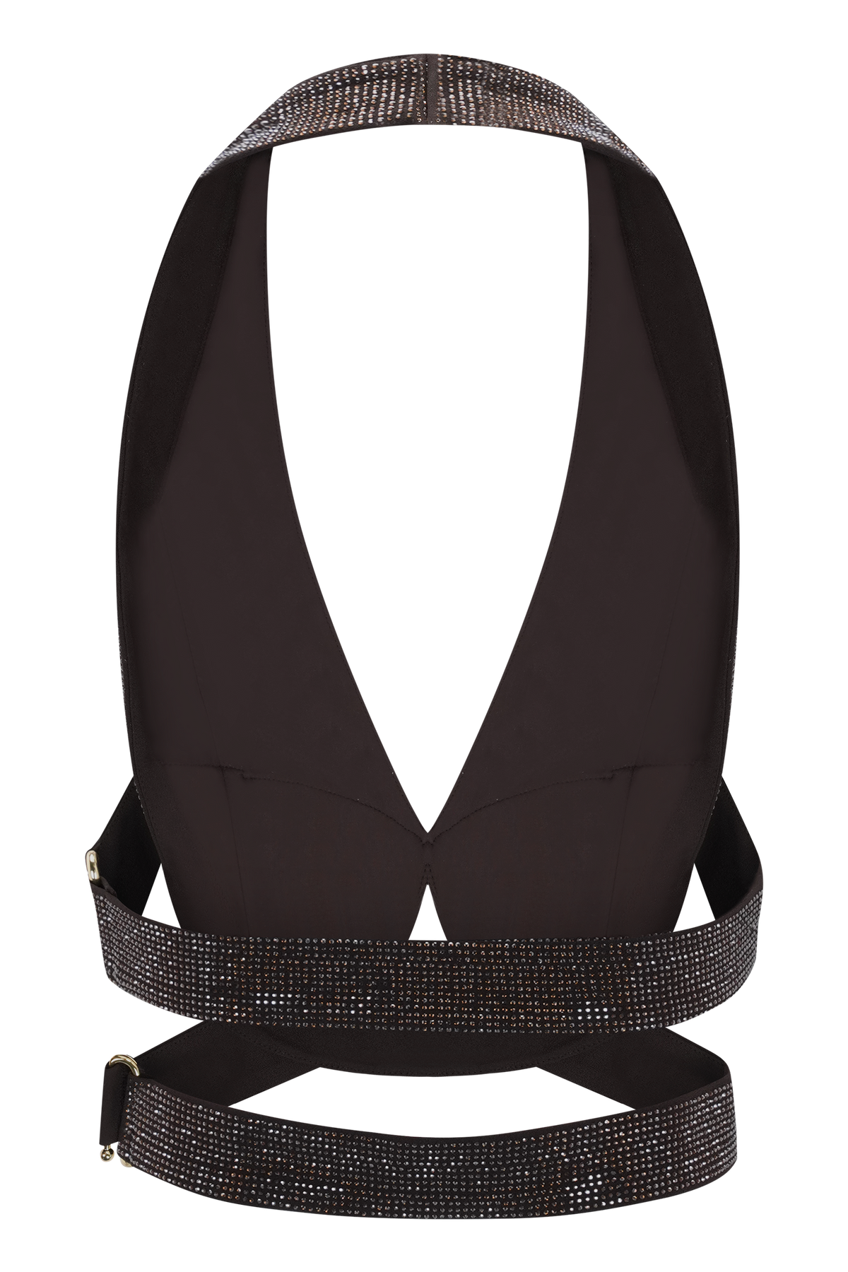 Siren Satin And Diamante Halter Top - Dark Chocolate