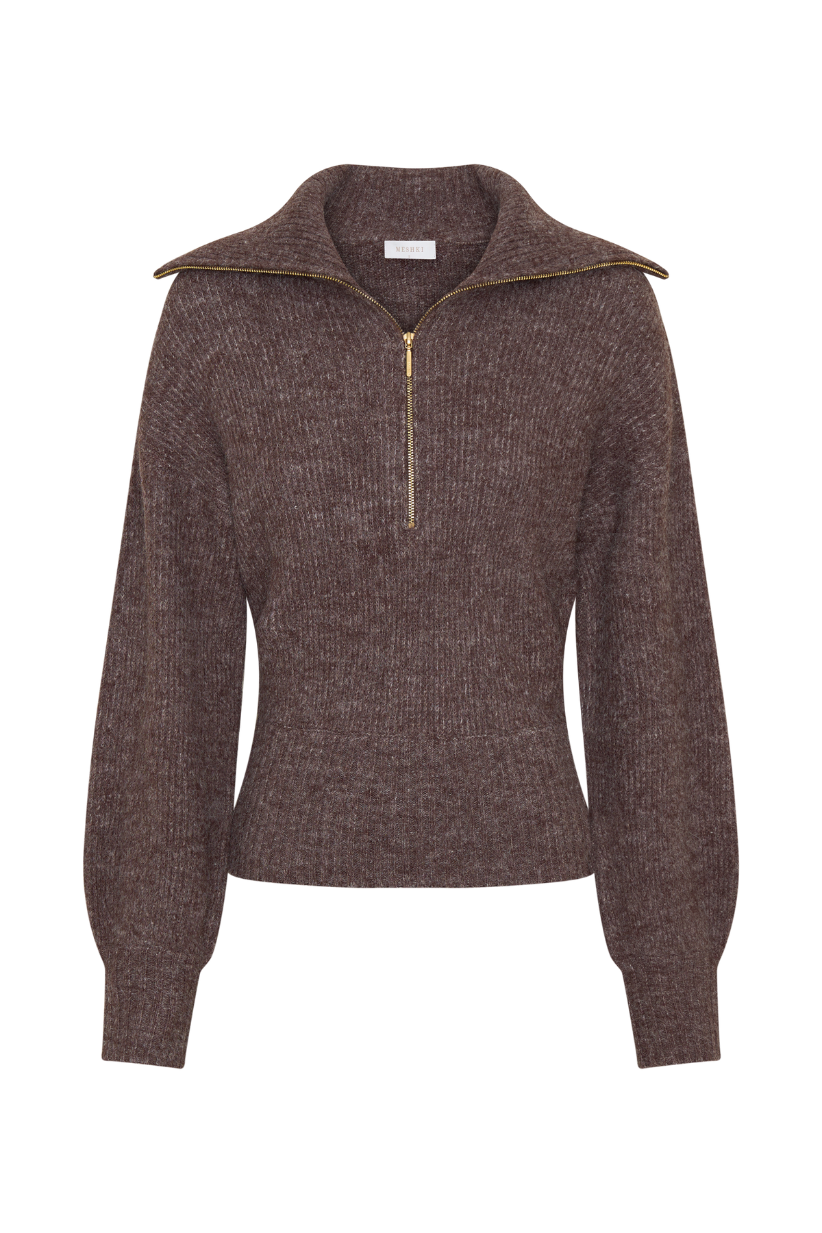 Skylaine Zip Knit Jumper - Brown Marle