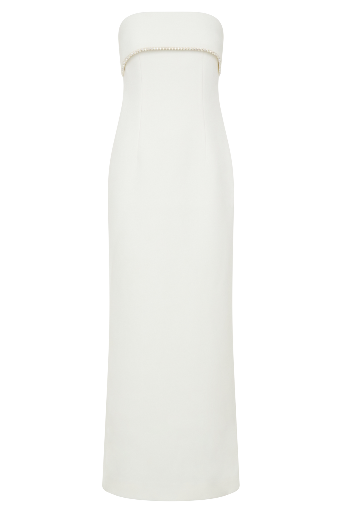 Sloane Strapless Maxi Dress With Pearls - White