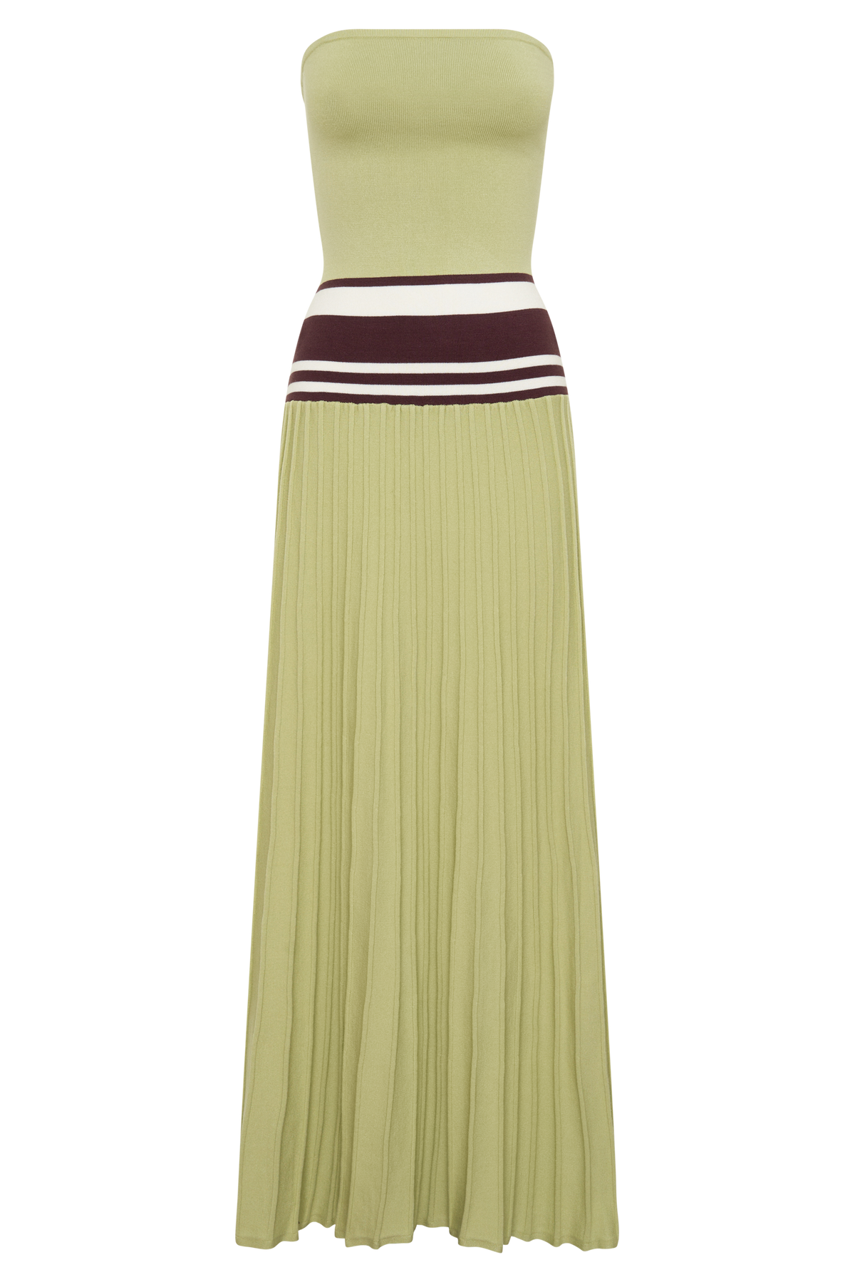 Solaris Strapless Contrast Knit Maxi Dress - Light Olive