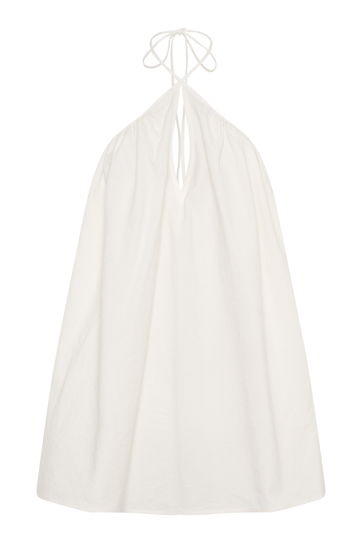 Sonja Keyhole Halter Cotton Mini Dress - White