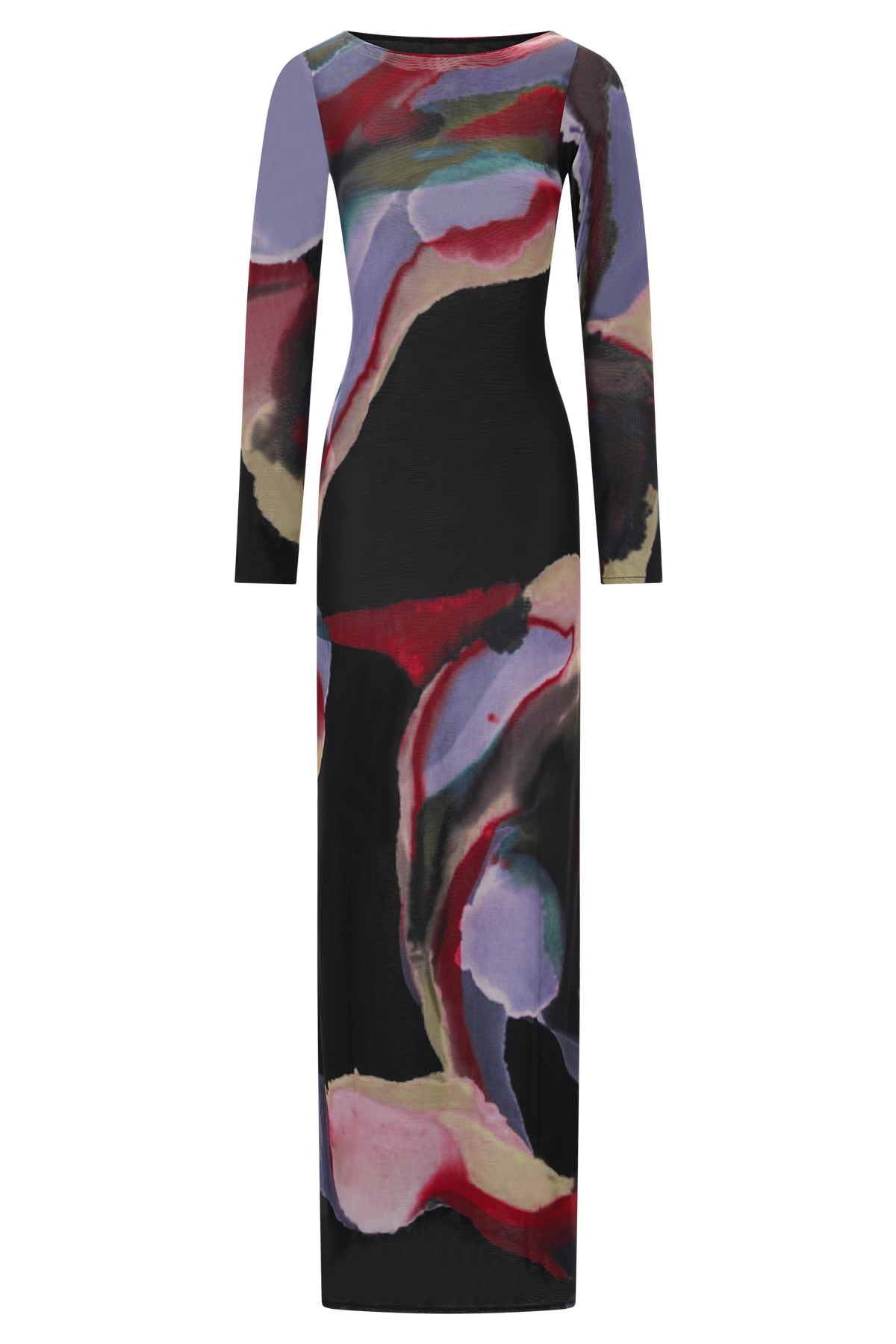 Soraya Long Sleeve Mesh Maxi Dress - Multi Fluid Reverie Print