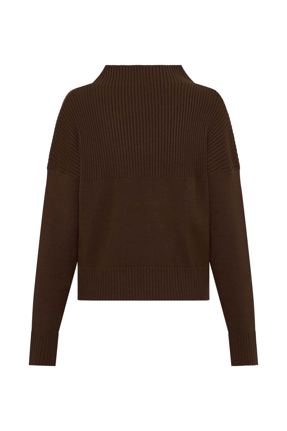 Stanley Ribbed High Neck Jumper - Chocolate