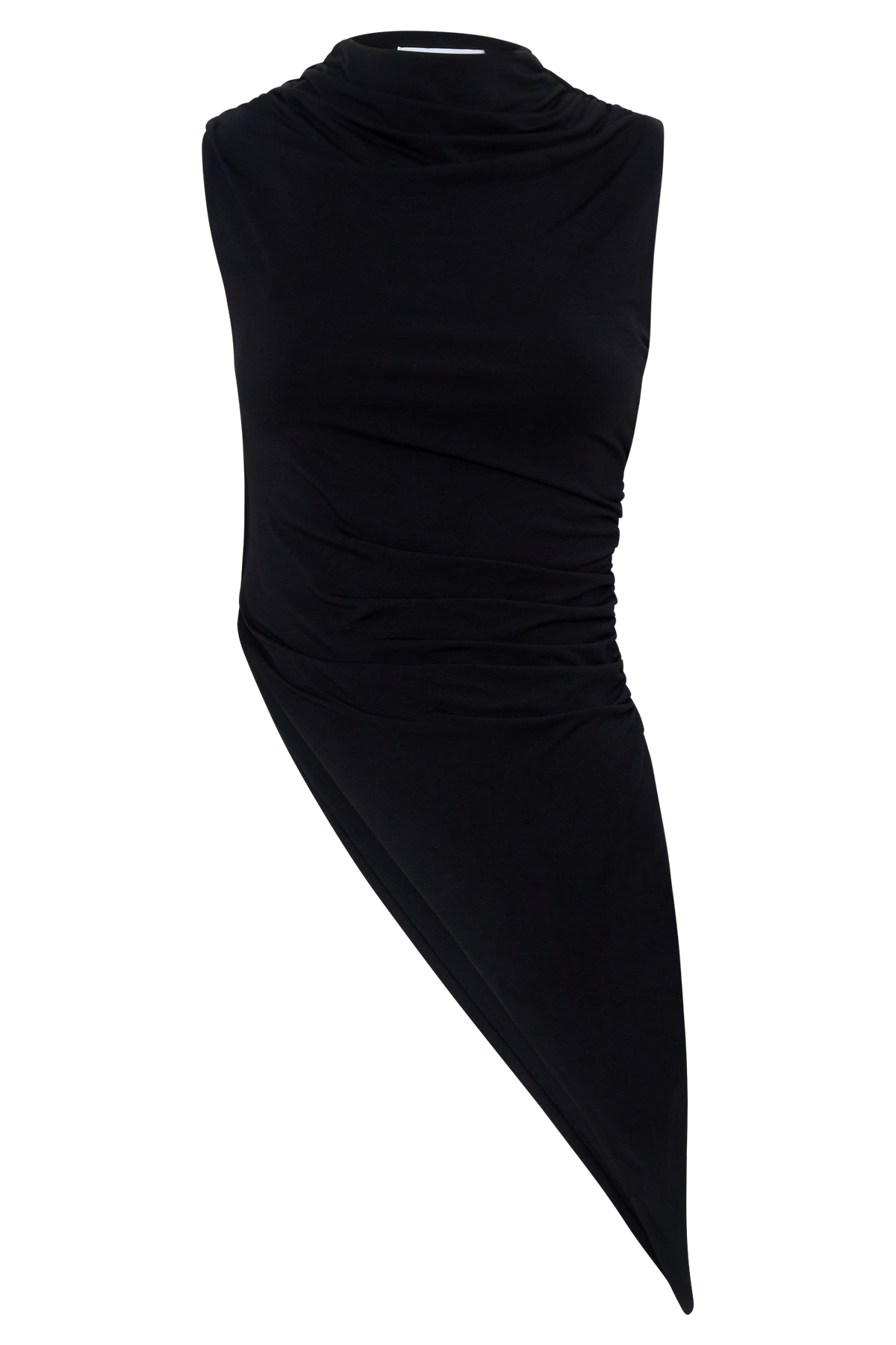 Suong High Neck Gathered Top - Black