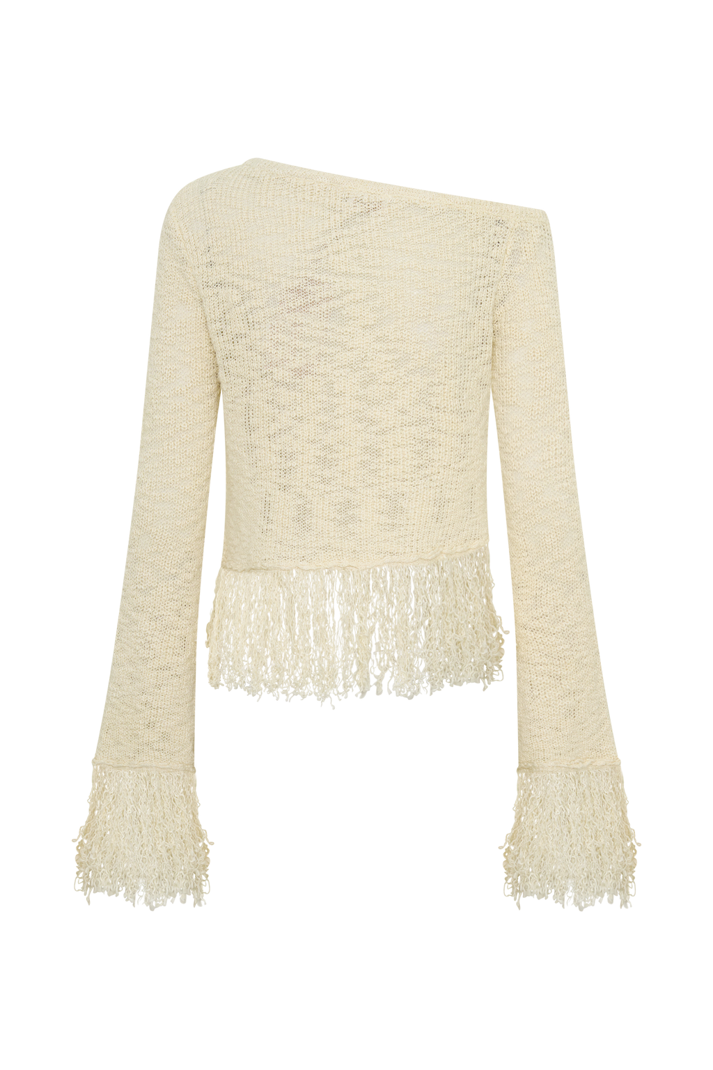 Tabitha Fringe Knit Long Sleeve Top - Cream