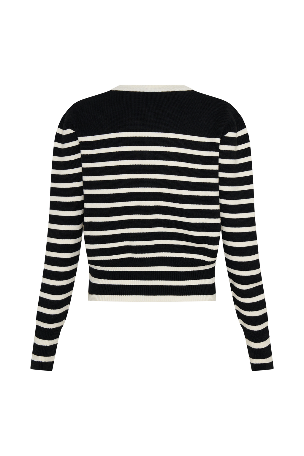 Talia Stripe Knit Cardigan - Black/White