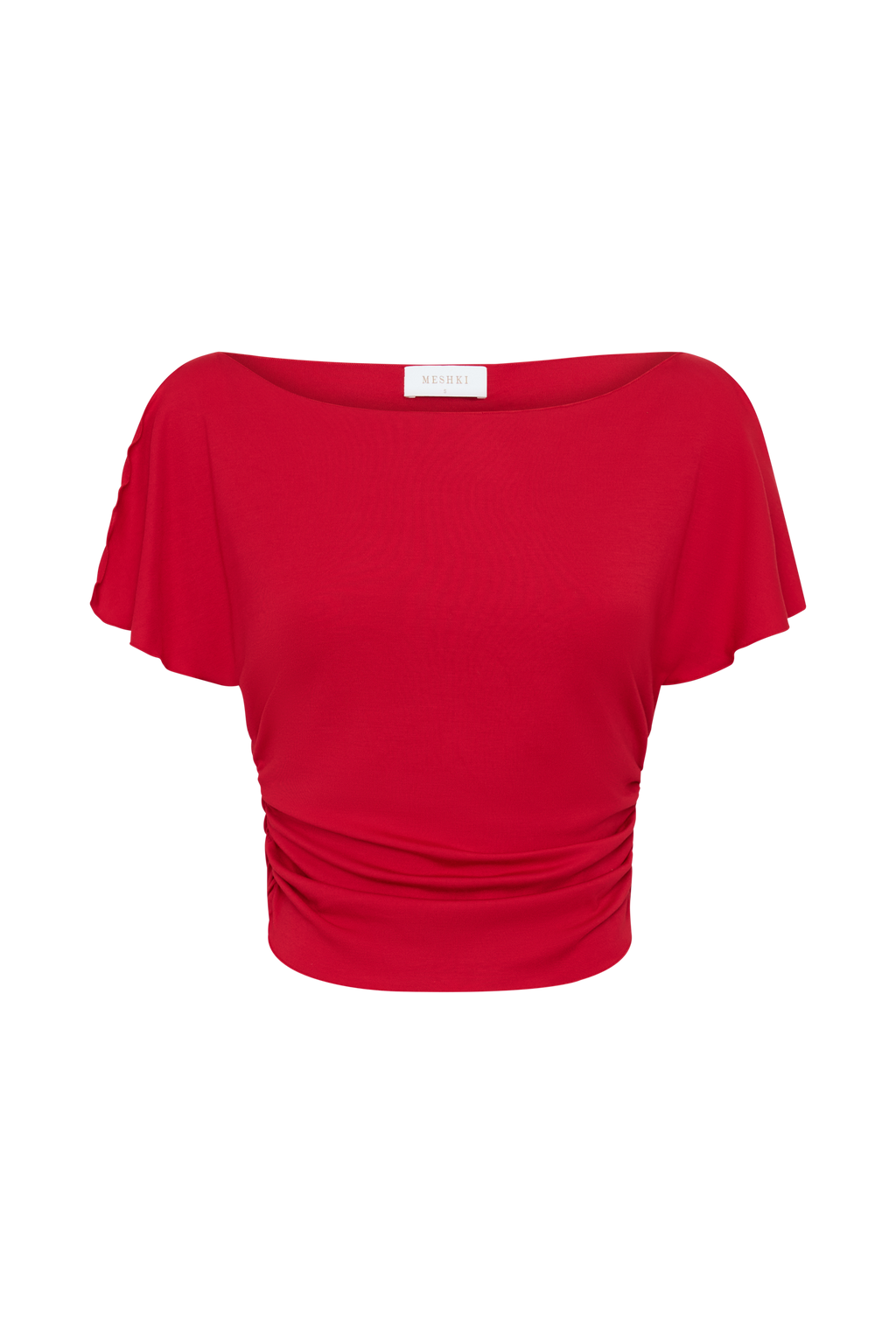 Talise Modal Flounce Short Sleeve Top - Red