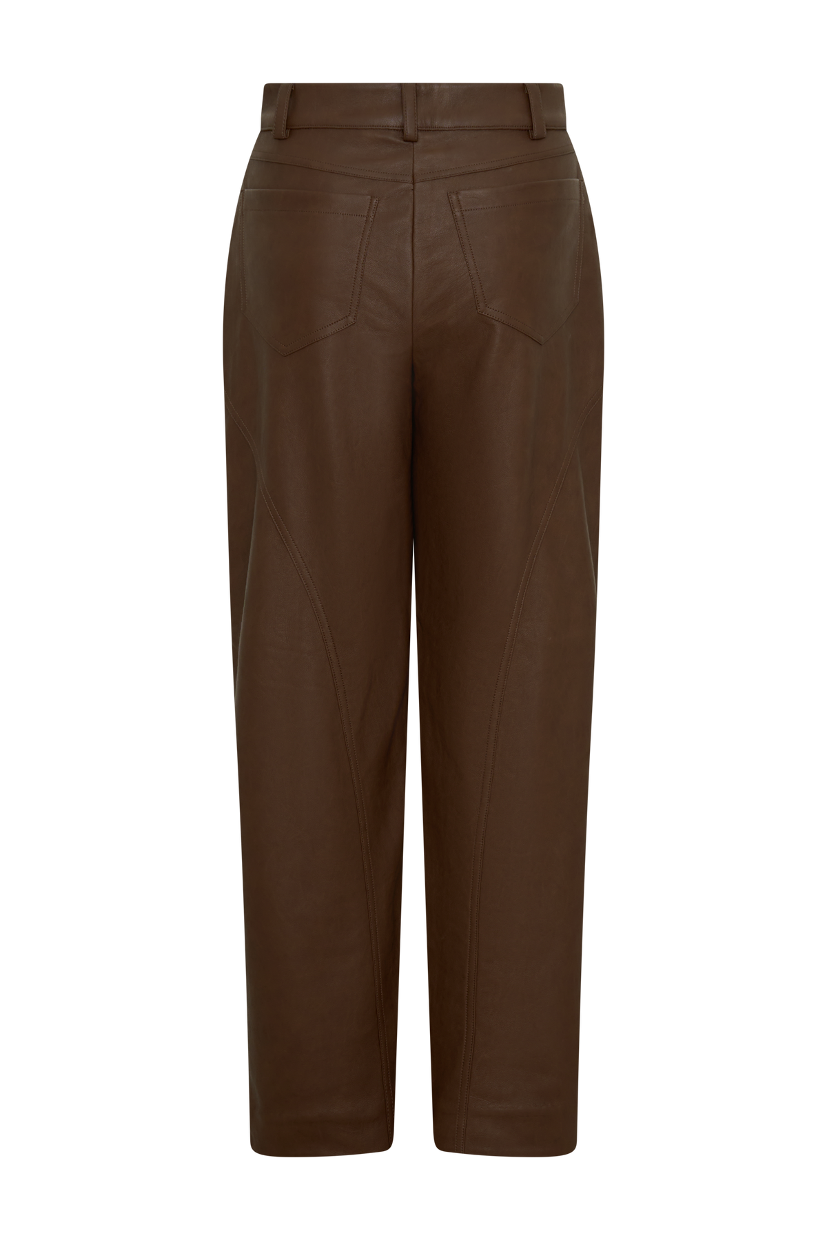 Theo Faux Leather Mid Rise Pants - Dark Chocolate