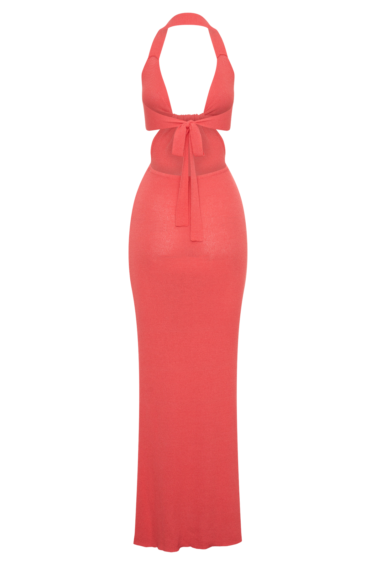 Theresea Halter Knit Maxi Dress - Coral