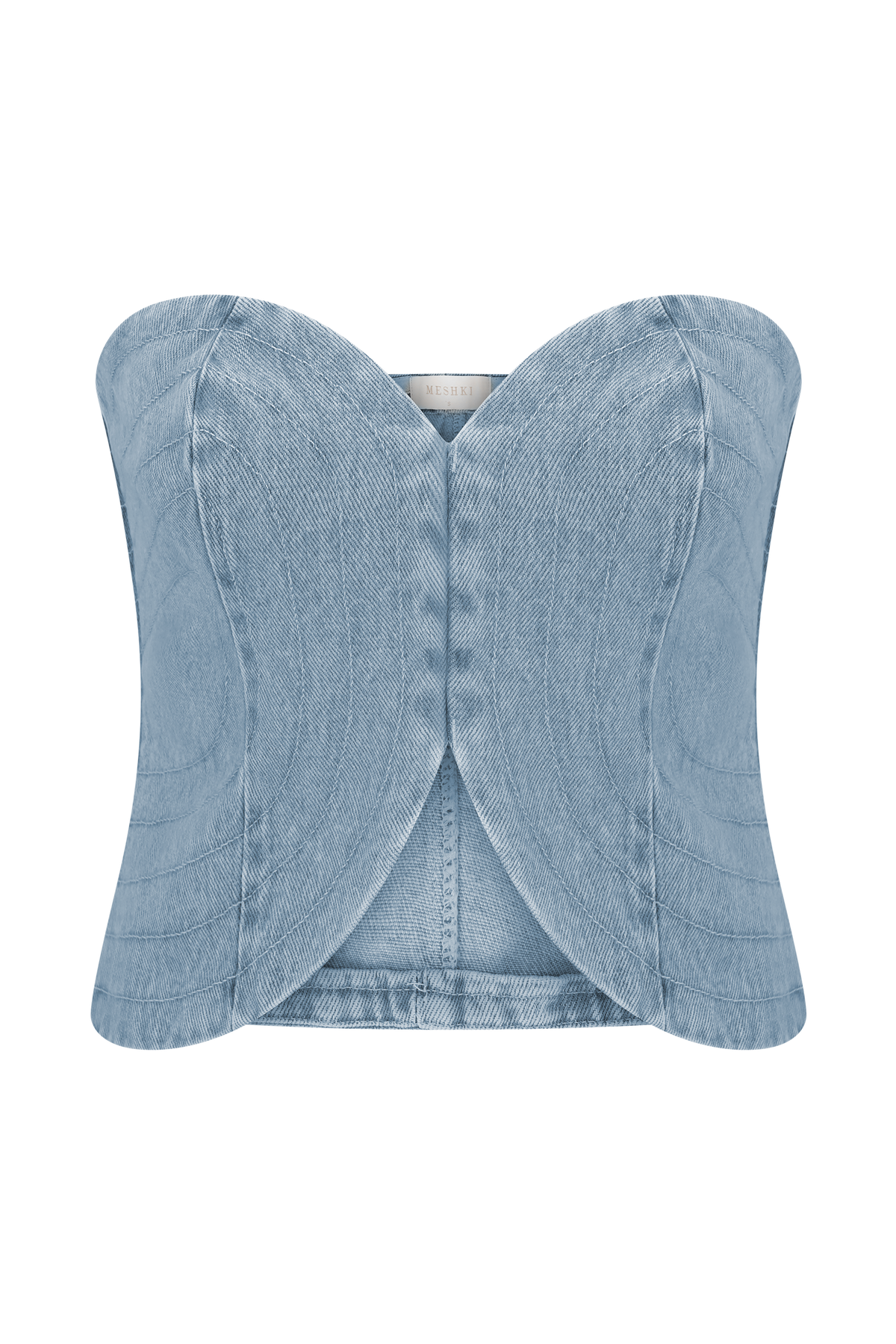Tully Strapless Topstitch Denim Top - 80'S Blue