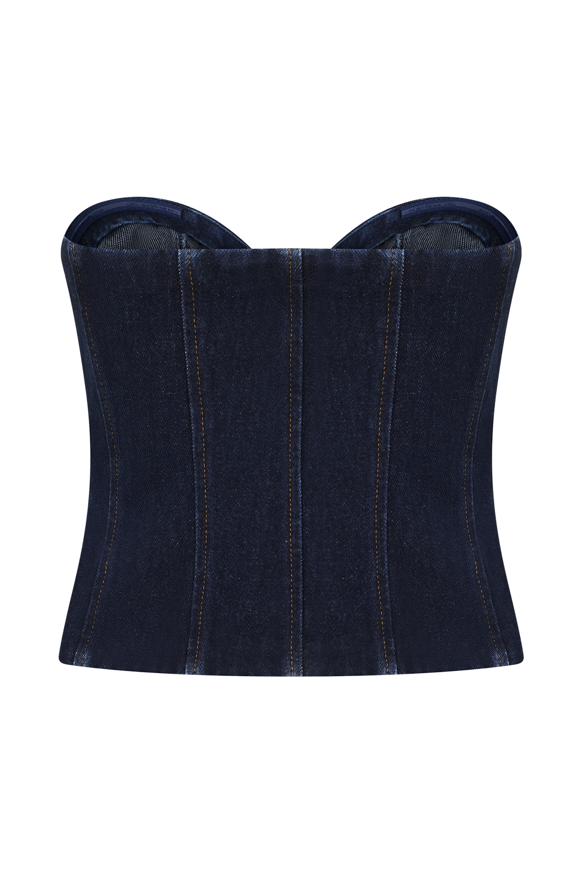 Tully Strapless Topstitch Denim Top - Indigo Blue