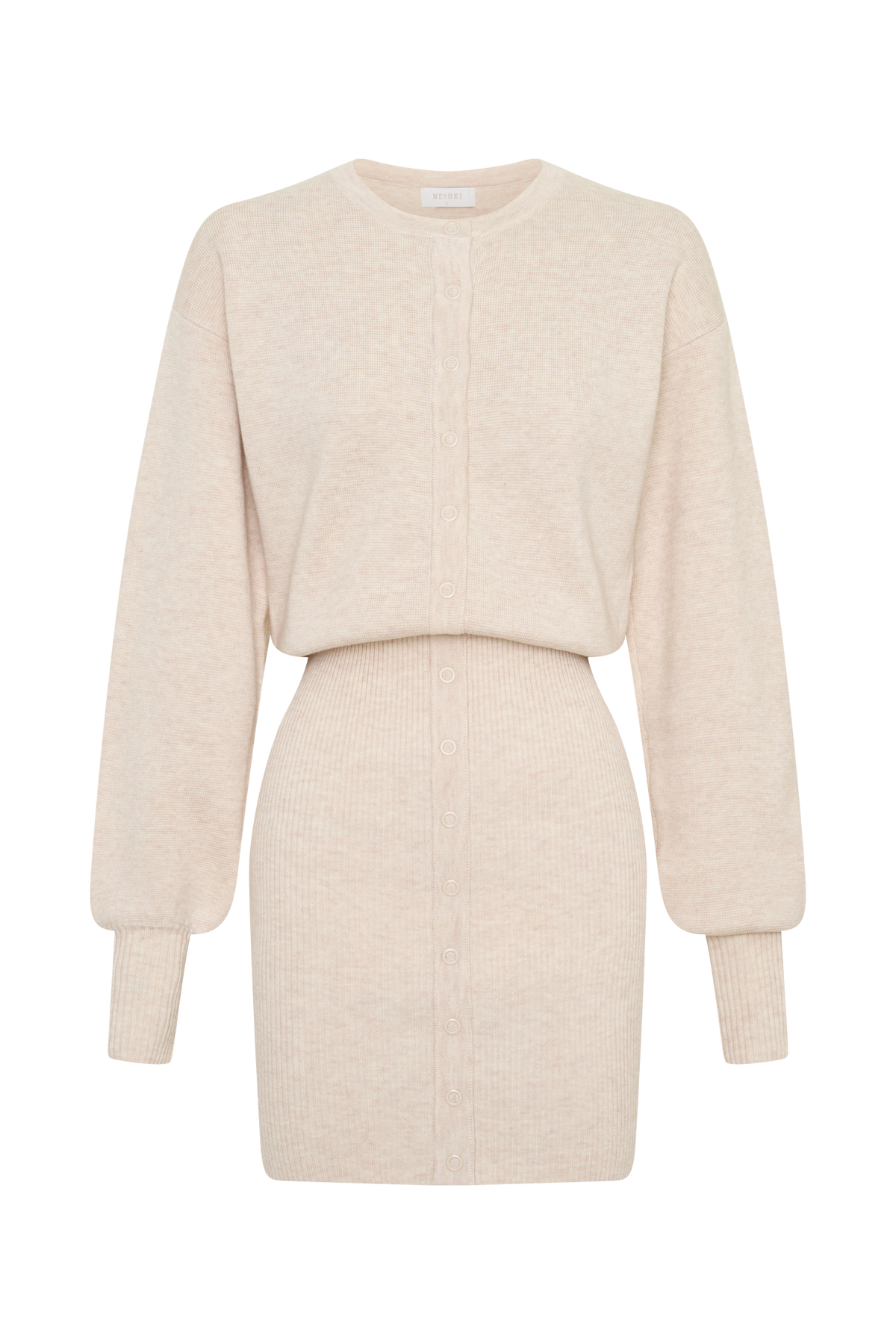 Xaden Wool Mix Knit Mini Dress - Oat Marle