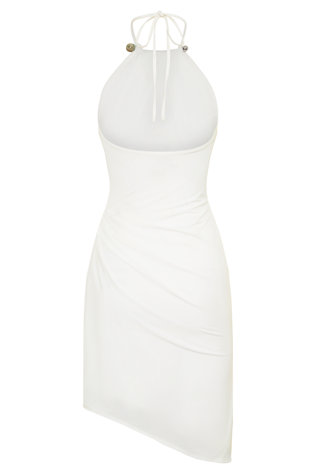 Yuna Draped Hardware Midi Dress - Ivory