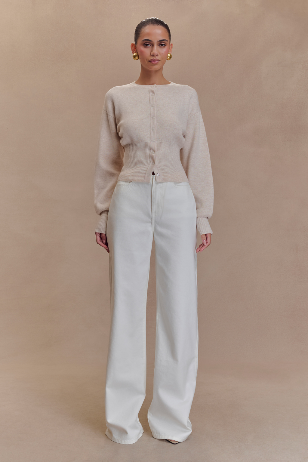 Ferne Button Up Knit Cardigan - Oat Marle