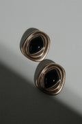 Eurydice Framed Stone Stud Earring - Gold/Navy