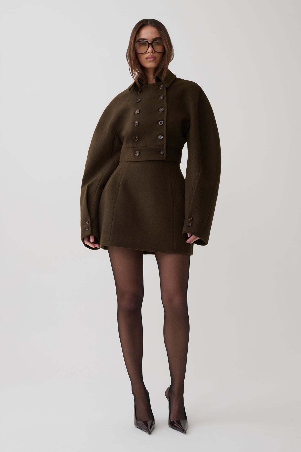 Jemima Cropped Jacket - Chocolate