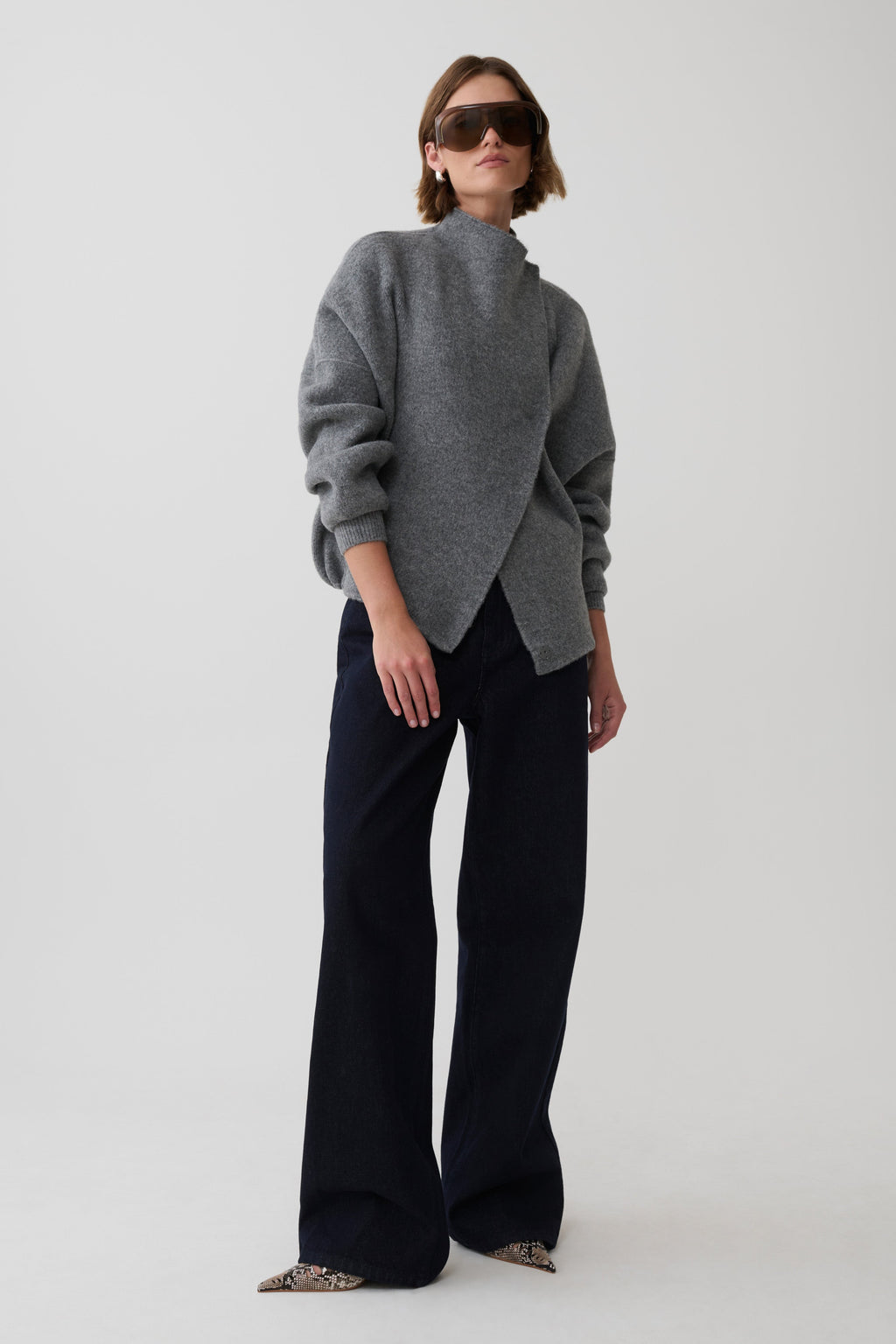 Brittany Blouson Knit Cardigan - Charcoal