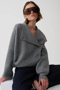 Brittany Blouson Knit Cardigan - Charcoal