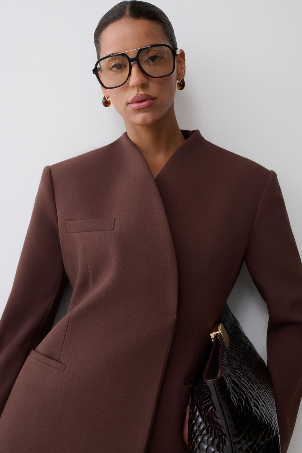 Katherine Suiting Structured Blazer - Dark Chocolate