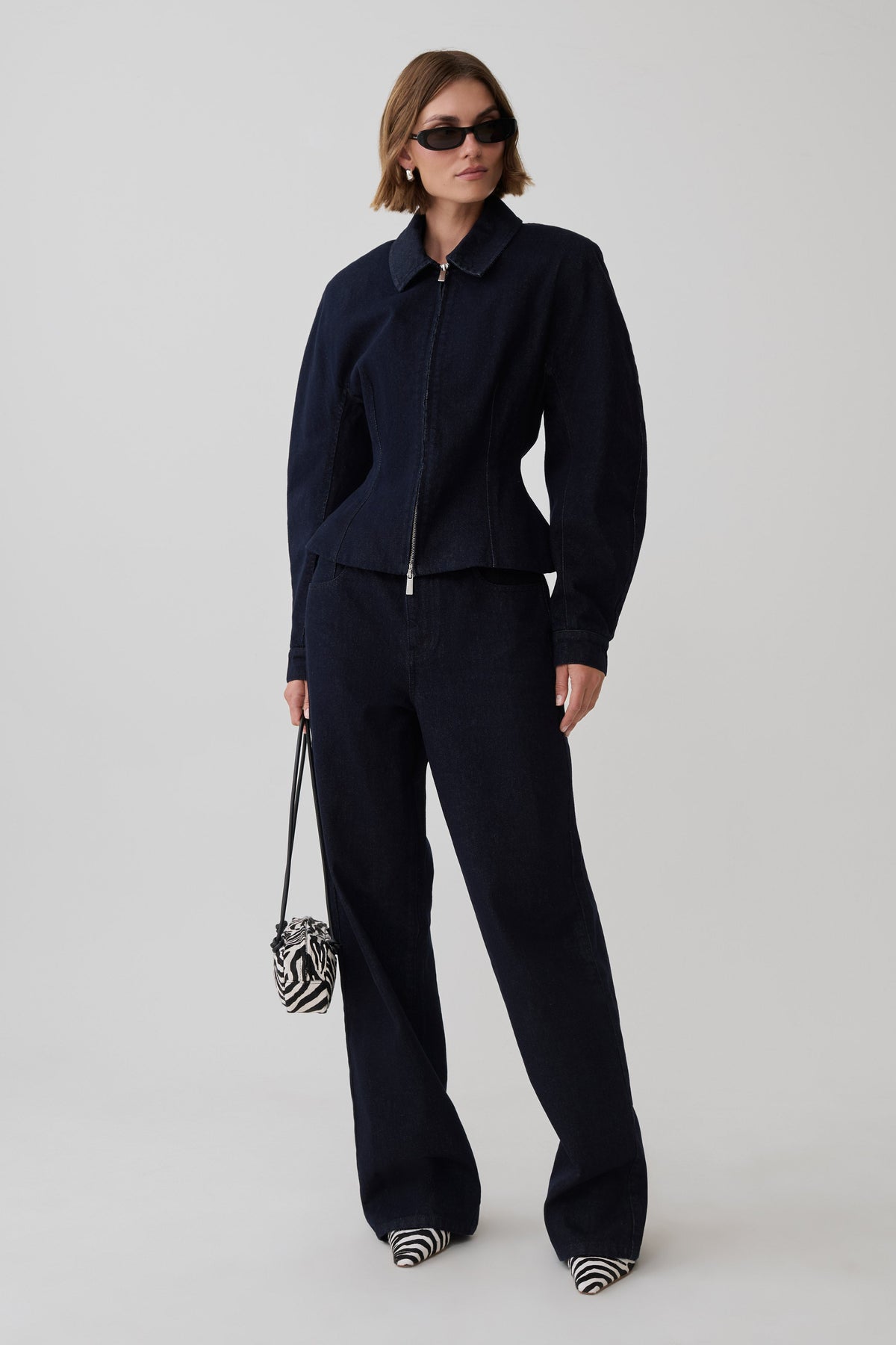 Mariah Denim Zip Jacket - Dark Indigo