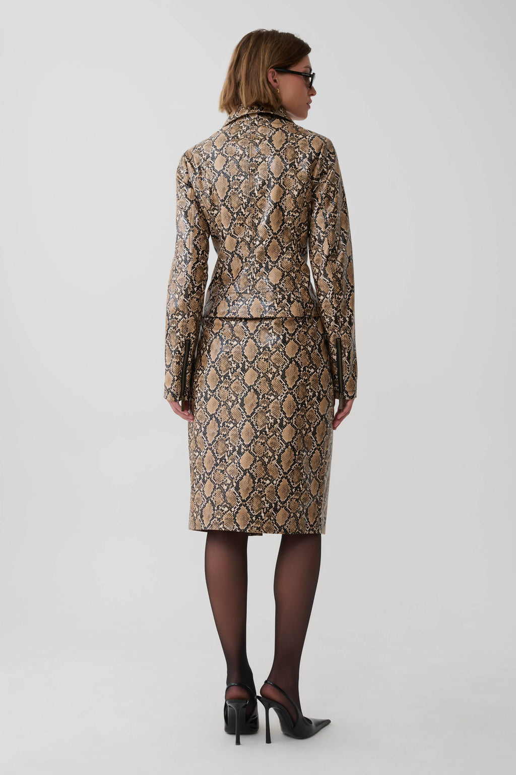 Bonnie Faux Leather Zip Up Jacket - Snake Print