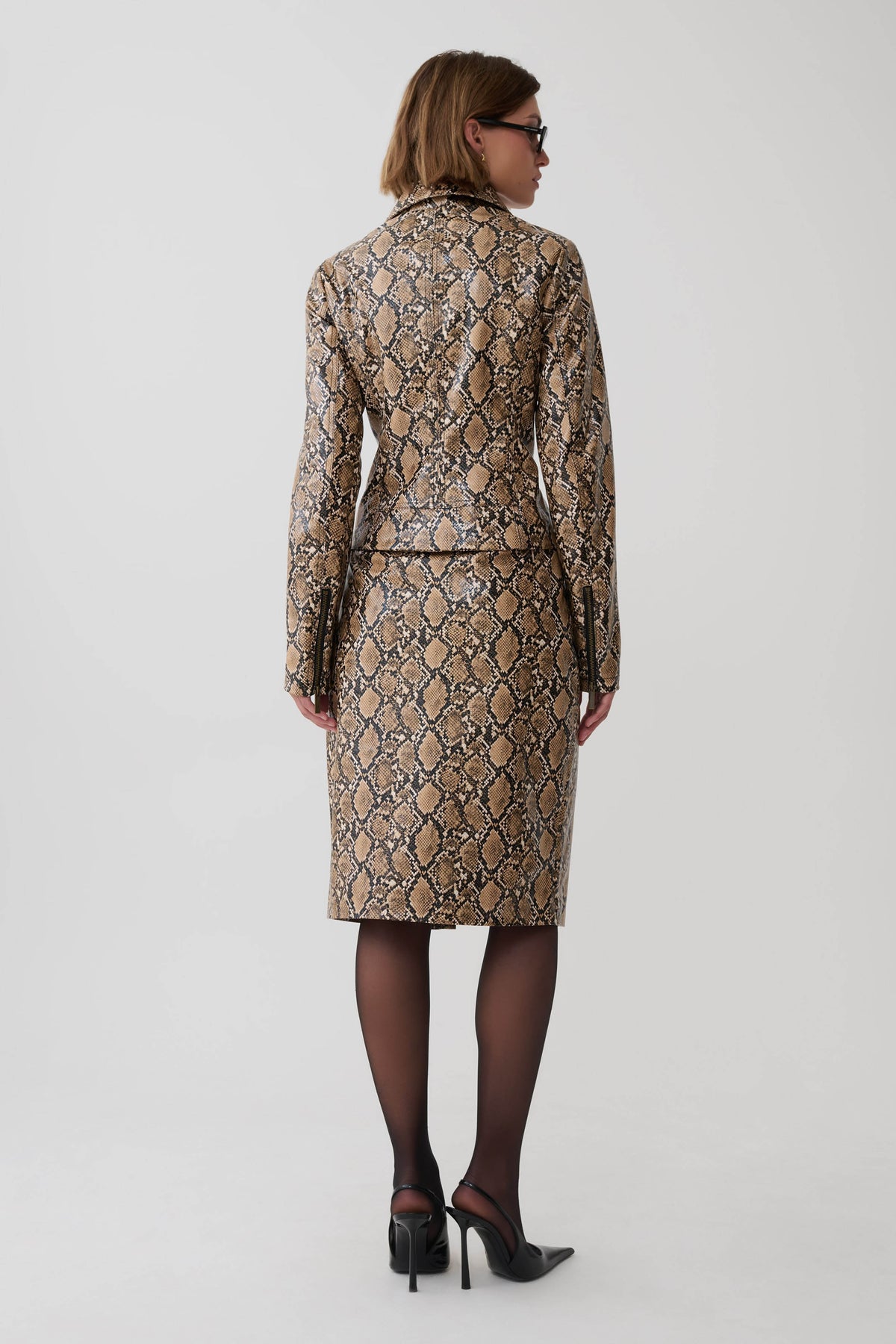 Bonnie Faux Leather Zip Up Jacket - Snake Print