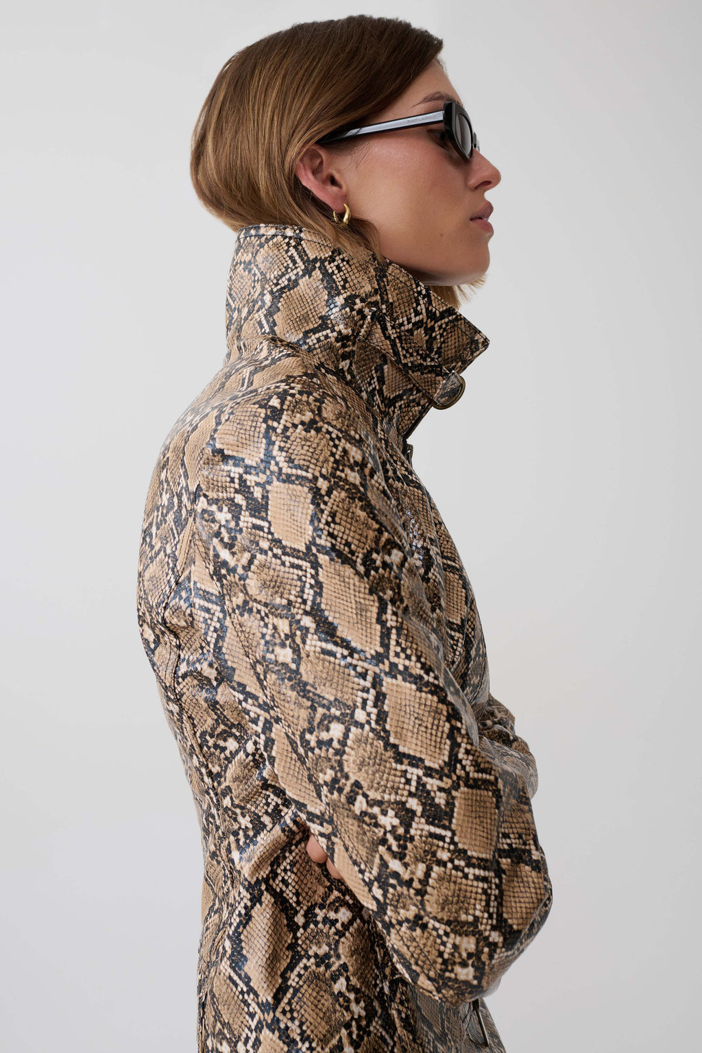 Bonnie Faux Leather Zip Up Jacket - Snake Print
