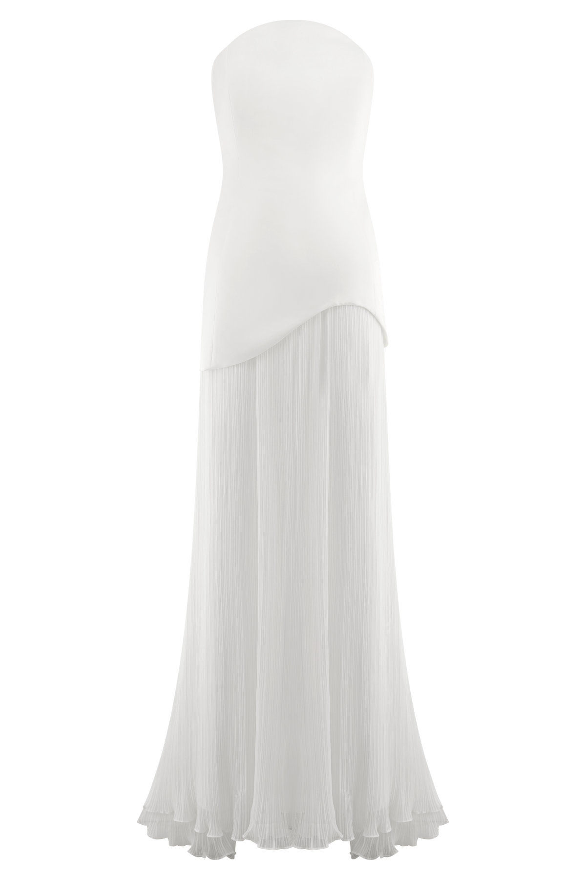 Juno Strapless Pleated Maxi Gown - White