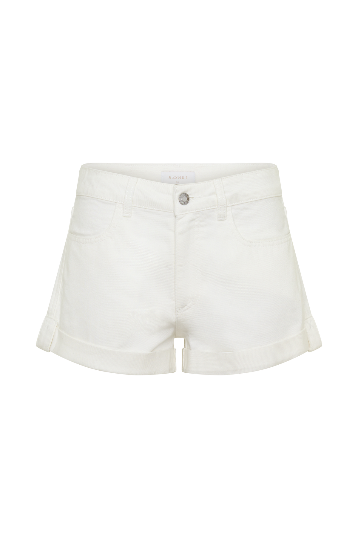 Krissy Rolled Hem Denim Shorts - White