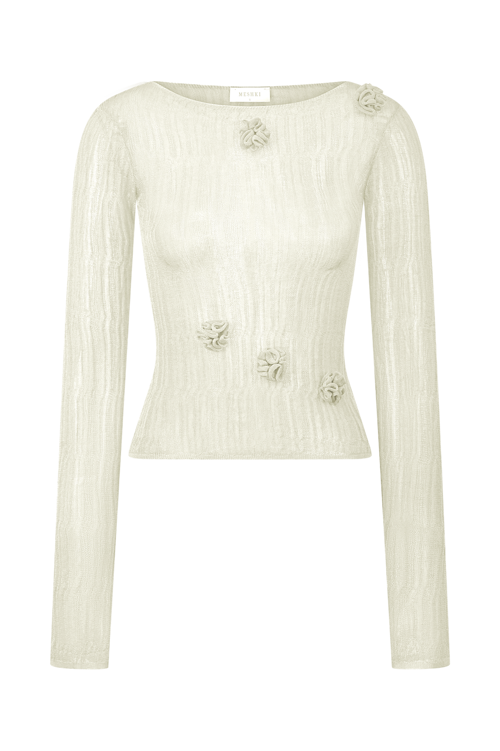 Orianna Orchid Long Sleeve Knit Top - Ivory