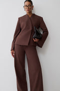 Katherine Suiting Straight Leg Pants - Dark Chocolate