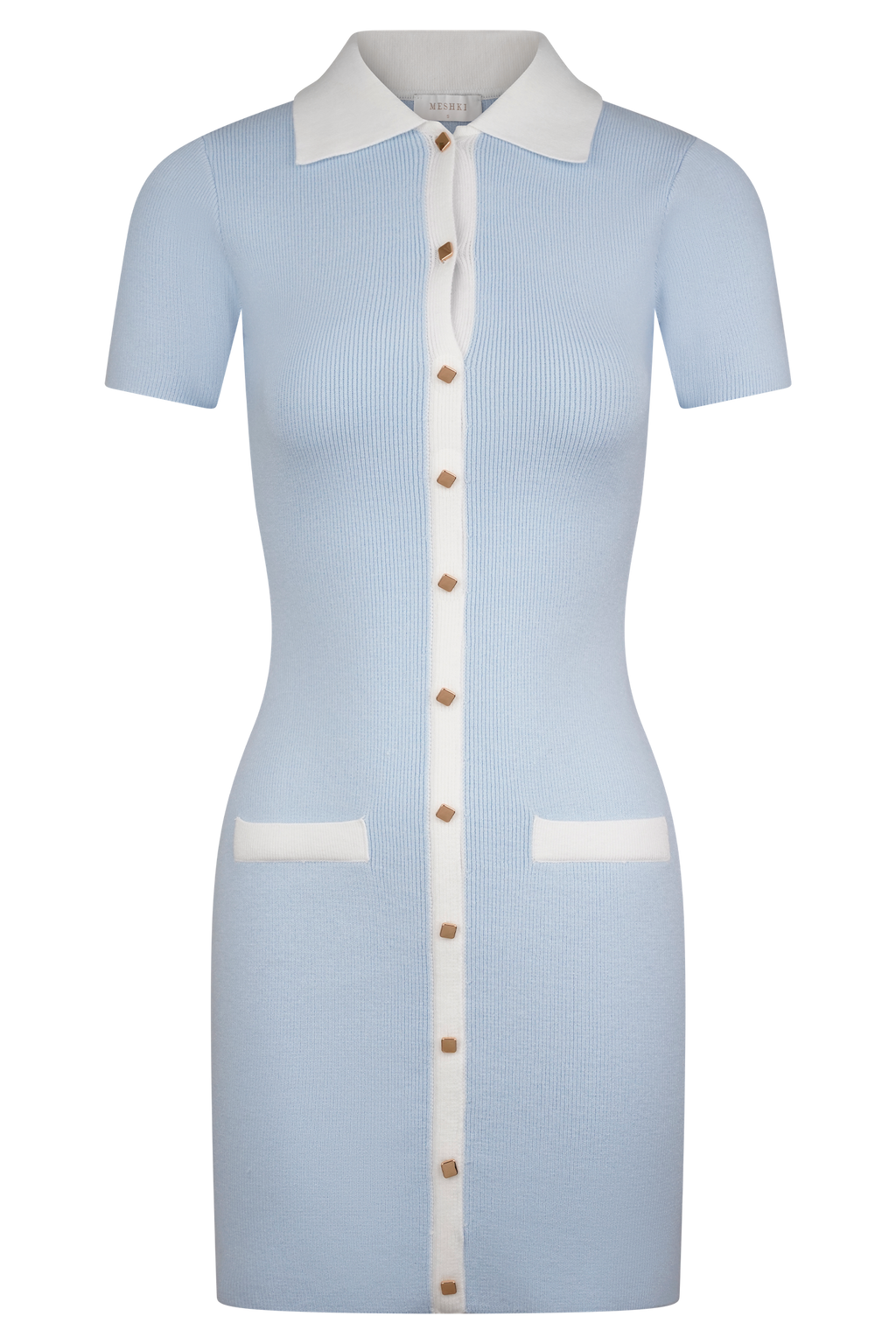 Seema Contrast Mini Dress - Light Blue/White