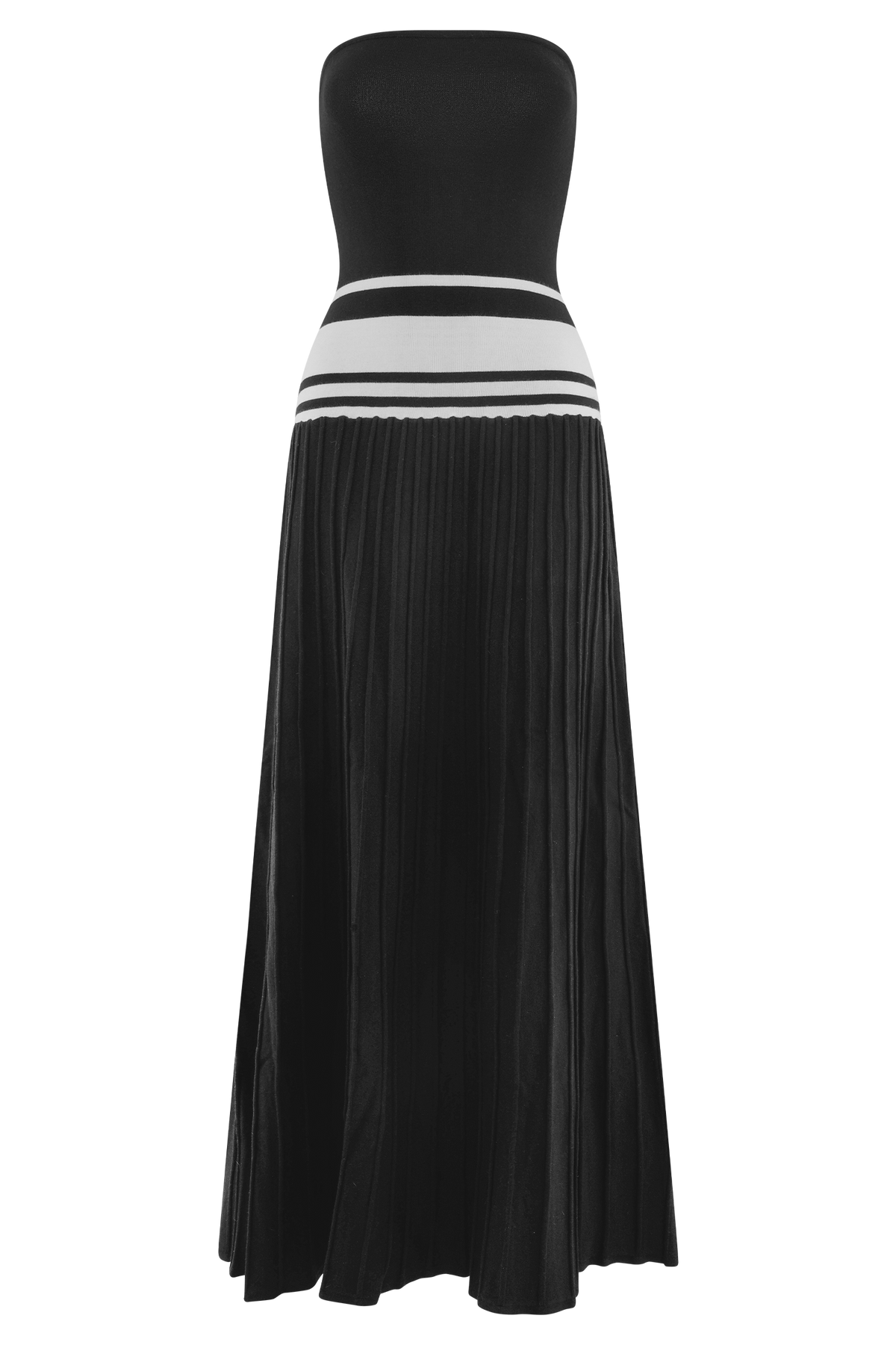 Solaris Strapless Contrast Knit Maxi Dress - Black/White
