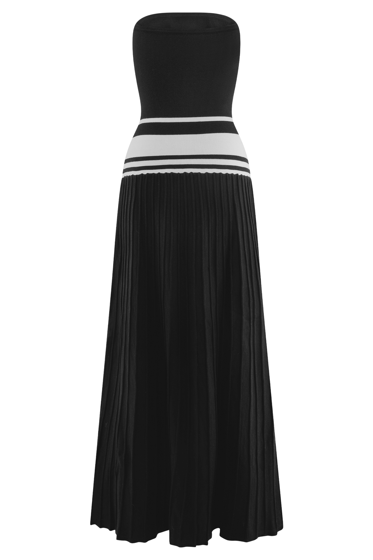 Solaris Strapless Contrast Knit Maxi Dress - Black/White