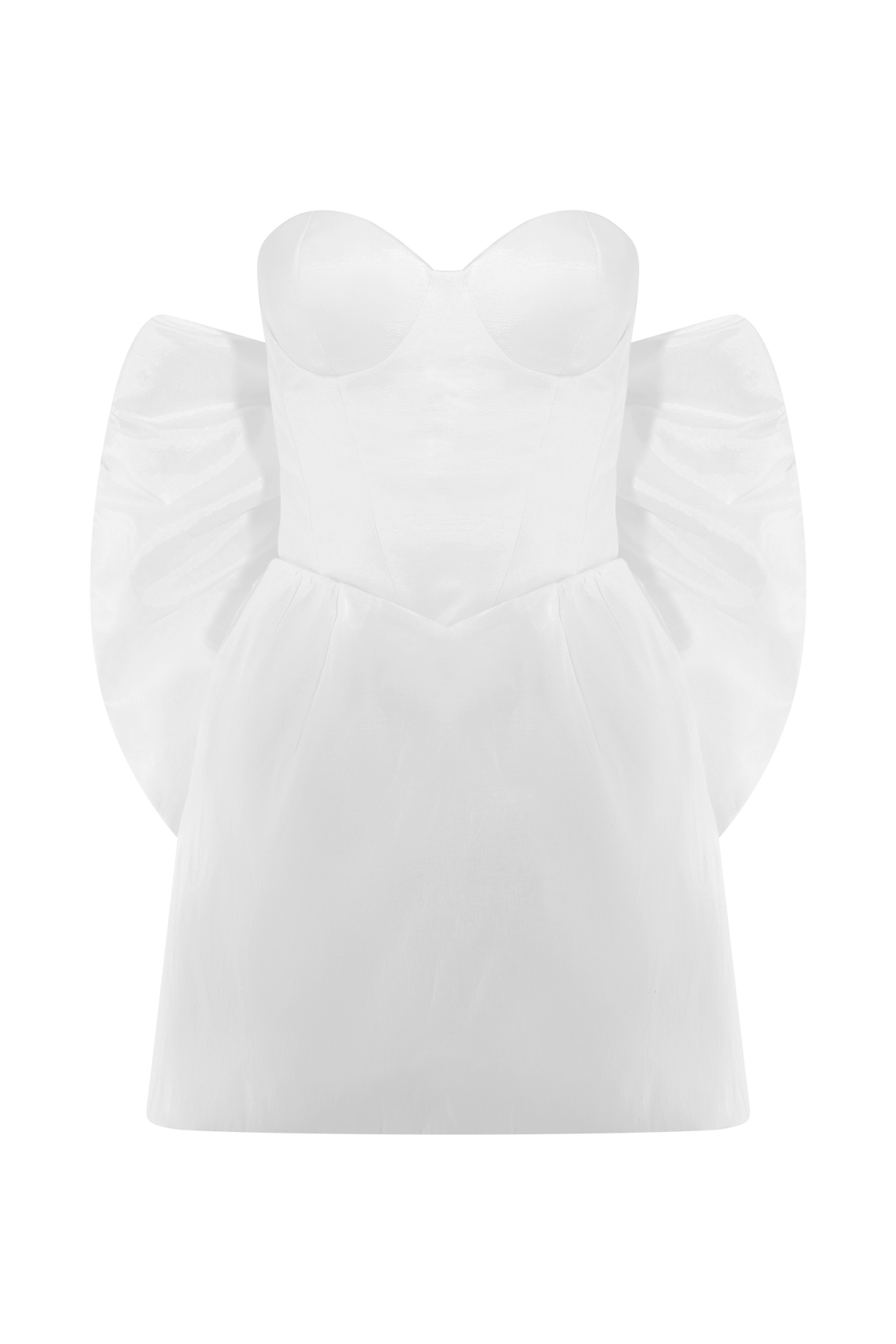 Suzette Taffeta Bow Mini Dress - White