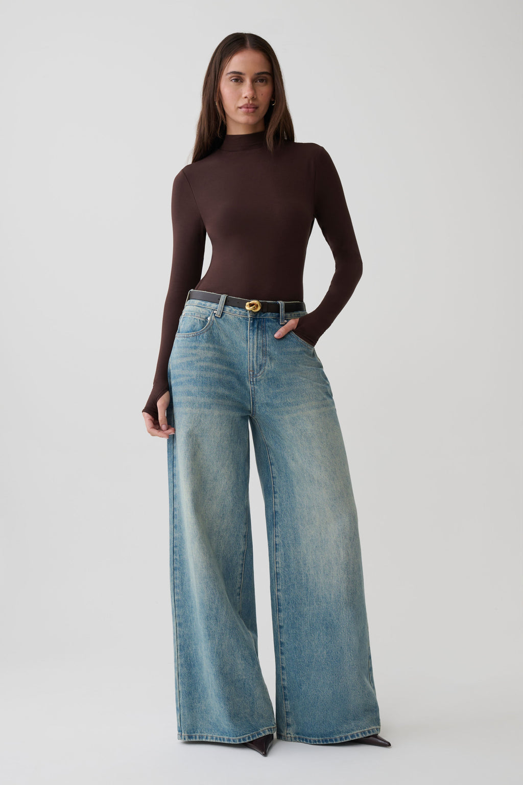 Jurney Longsleeve Roll Neck Top - Dark Chocolate