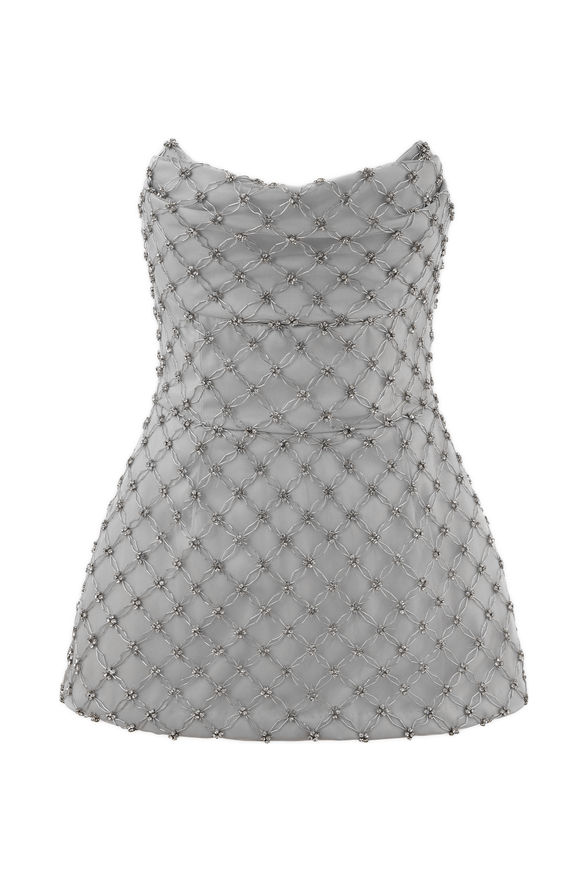 Zuri Hand Beaded Embellished Peplum Corset - Silver